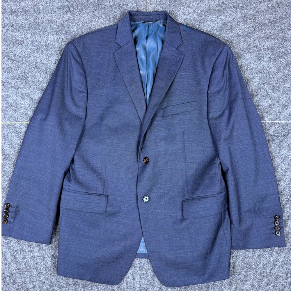 Ralph Lauren Mens Blue Micro Pattern Two Button Wool Blazer Sport Coat 44S